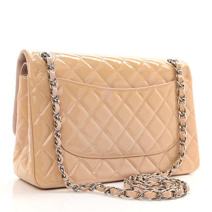 Chanel Patent Quilted Jumbo Double Flap Beige 3 of 9