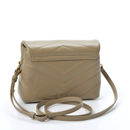 Saint Laurent Calfskin Y Quilted Monogram Toy Loulou Crossbody Bag Dark Beige 2 of 10