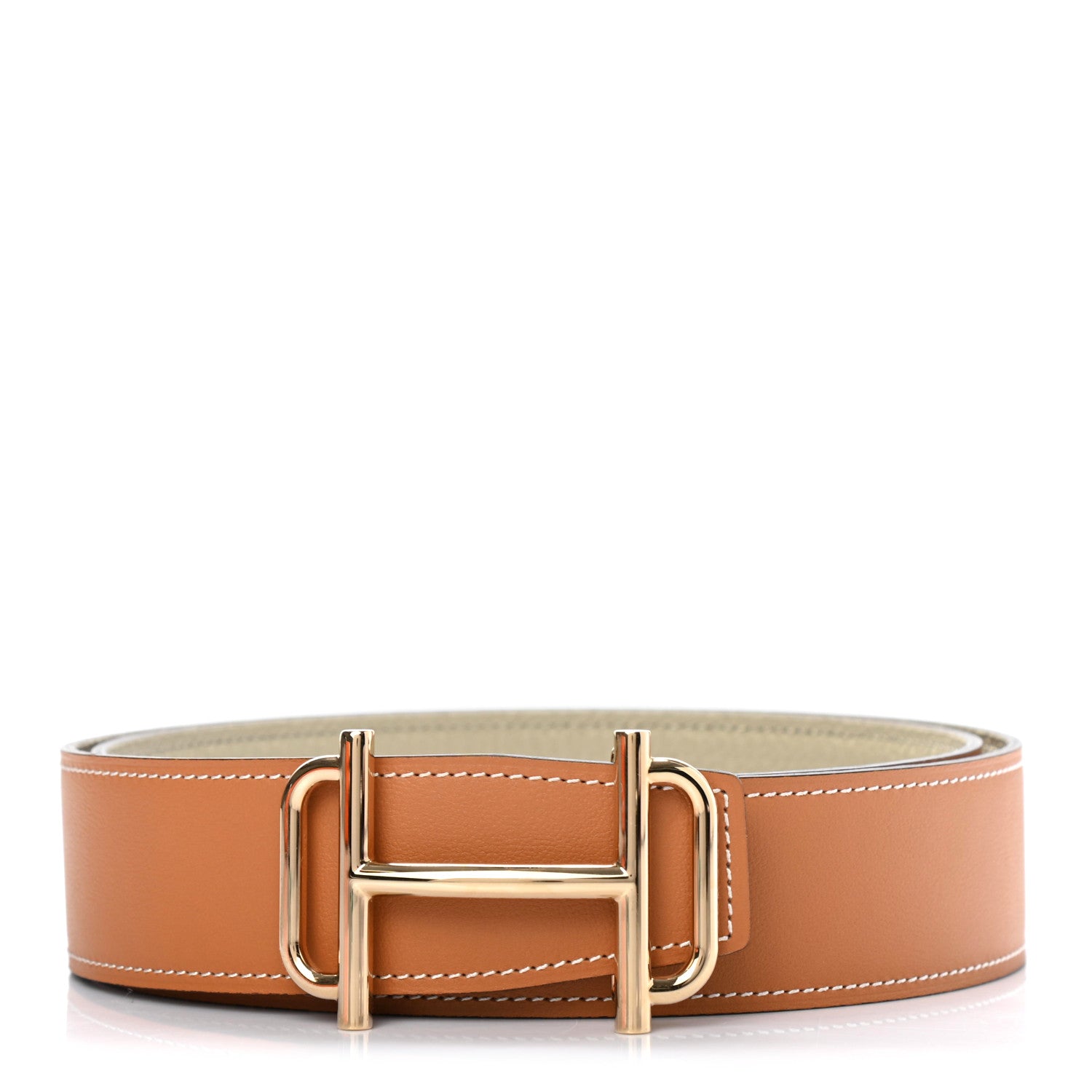Hermes Box Togo 32mm Gamma Belt 90 Gris Tourterelle Gold 1 of 5