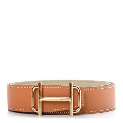 Hermes Box Togo 32mm Gamma Belt 90 Gris Tourterelle Gold 1 of 5