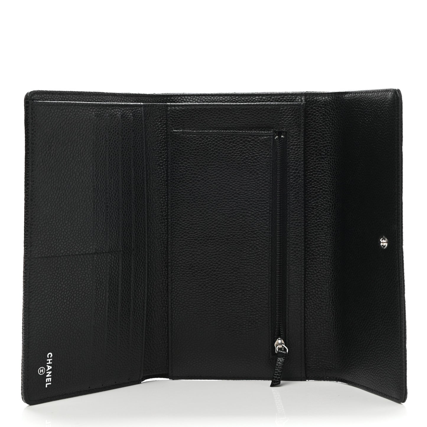 Caviar Quilted Flap Wallet Black