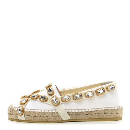Gucci Canvas Crystal Embellished Espadrilles 37 Great White 1 of 8
