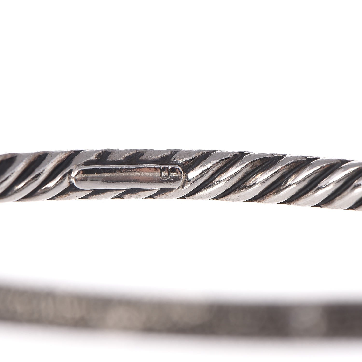 David Yurman Sterling Silver Diamond 4mm Midnight Melange Bangle Bracelet 5 of 6