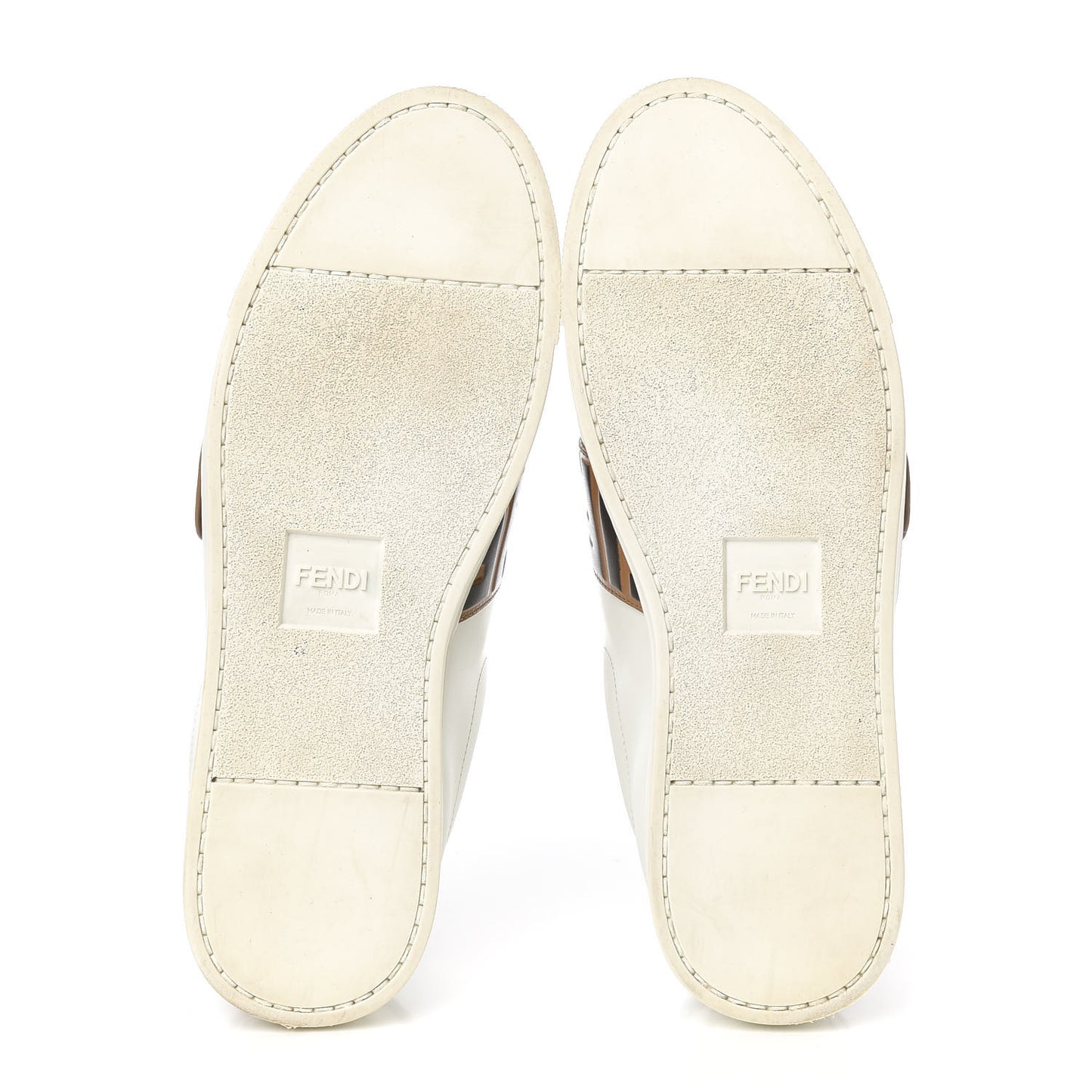Vitello FF Embossed Pearland Slip On Sneakers 40 White Tobacco Moro
