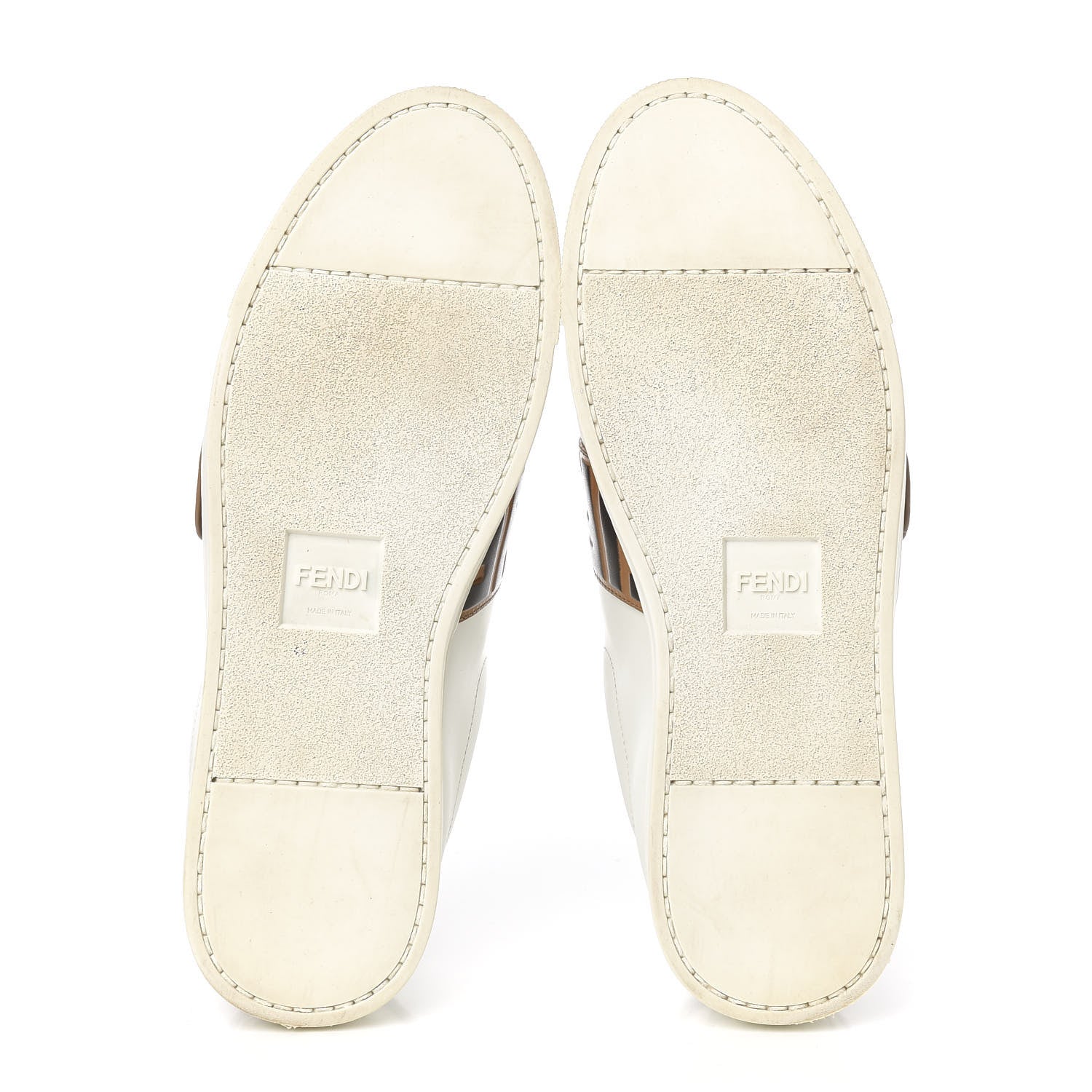 Fendi Vitello FF Embossed Pearland Slip On Sneakers 40 White Tobacco Moro 5 of 8