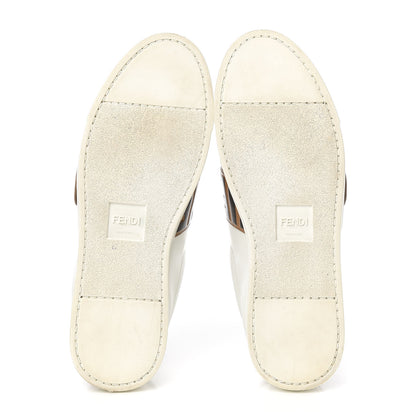Fendi Vitello FF Embossed Pearland Slip On Sneakers 40 White Tobacco Moro 5 of 8