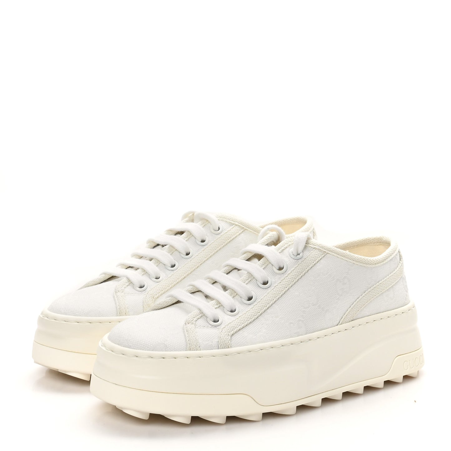 GG Monogram Womens 1977 Tennis Platform 52mm Sneakers 35 Great White Mystic White