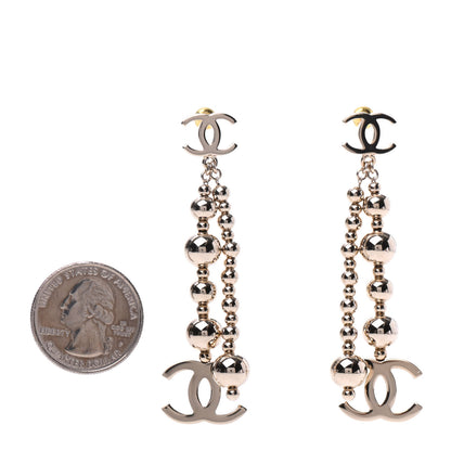 Chanel Metal CC Bead Drop Earrings Gold 2 of 5