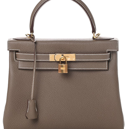Hermes Taurillon Clemence Kelly Retourne 28 Etoupe 8 of 11