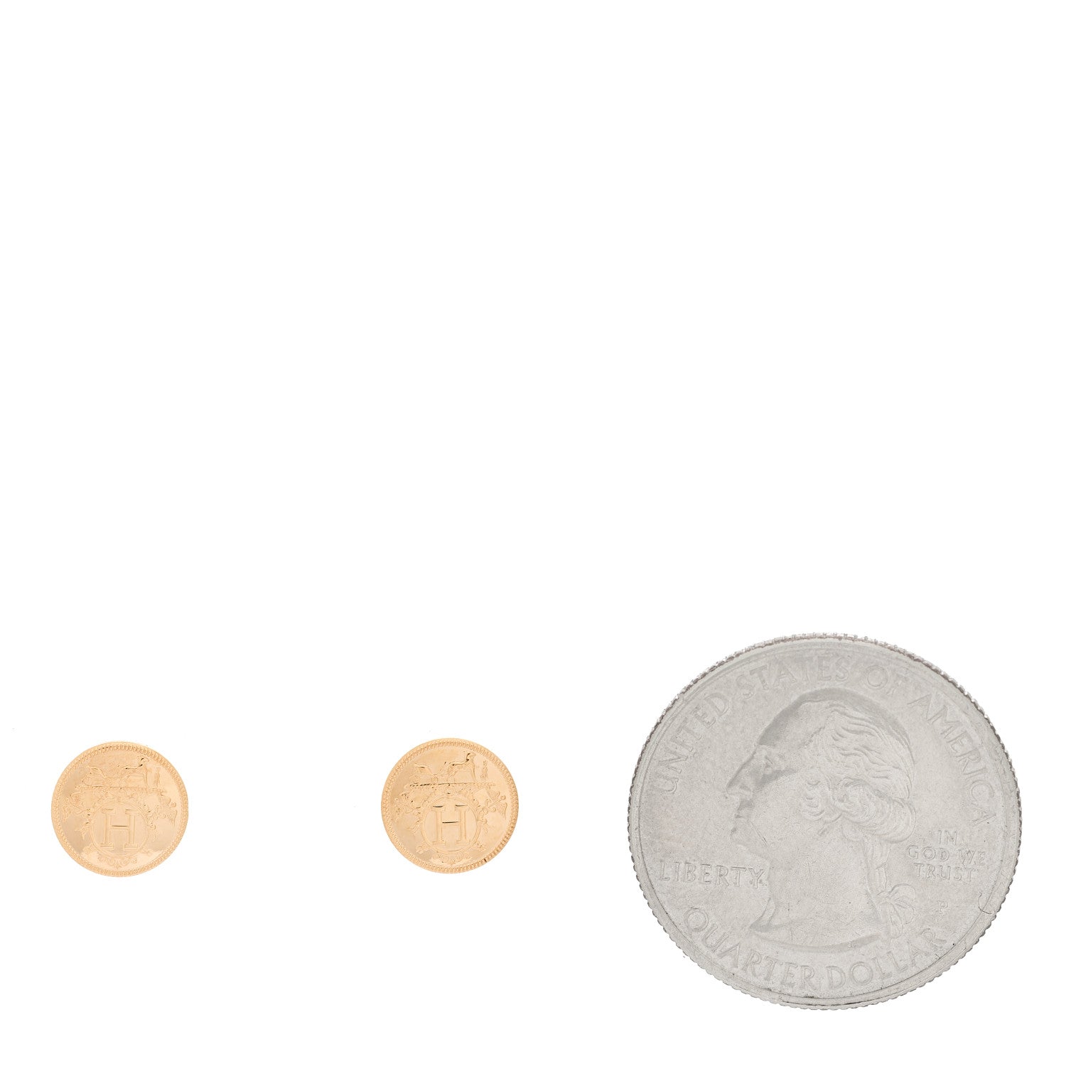 Hermes 18K Rose Gold TPM Ex-Libris Stud Earrings 2 of 5