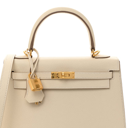 Hermes Epsom Kelly Sellier 25 Craie 8 of 11