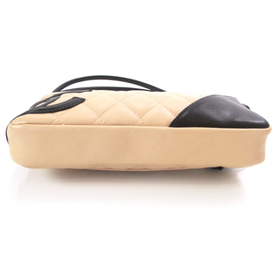 Calfskin Quilted Cambon Pochette Beige Black