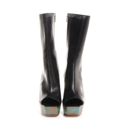 Chanel Leather Open Toe Platform Boots 40 Black 2 of 7