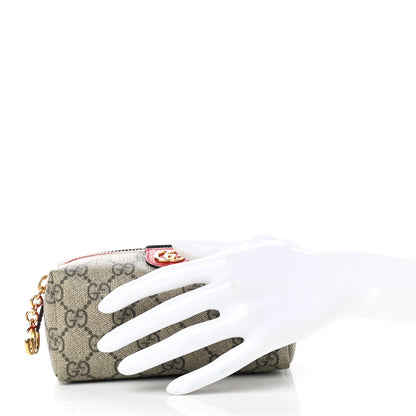 Gucci Soft GG Supreme Monogram Calfskin Small Ophidia Cosmetic Case Beige Ebony Hibiscus Red 2 of 7