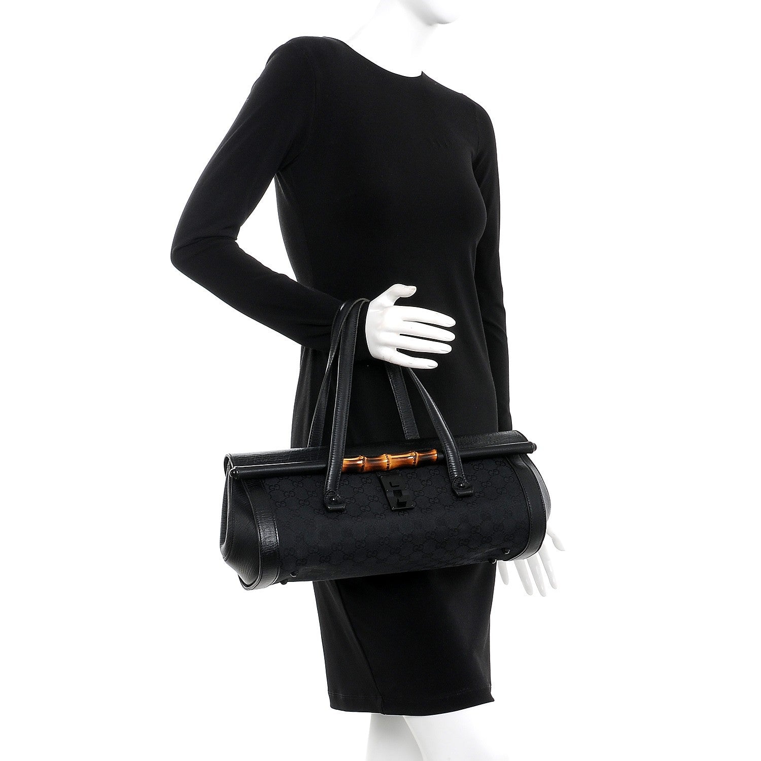Gucci Monogram Bamboo Bullet Bag Black 2 of 12