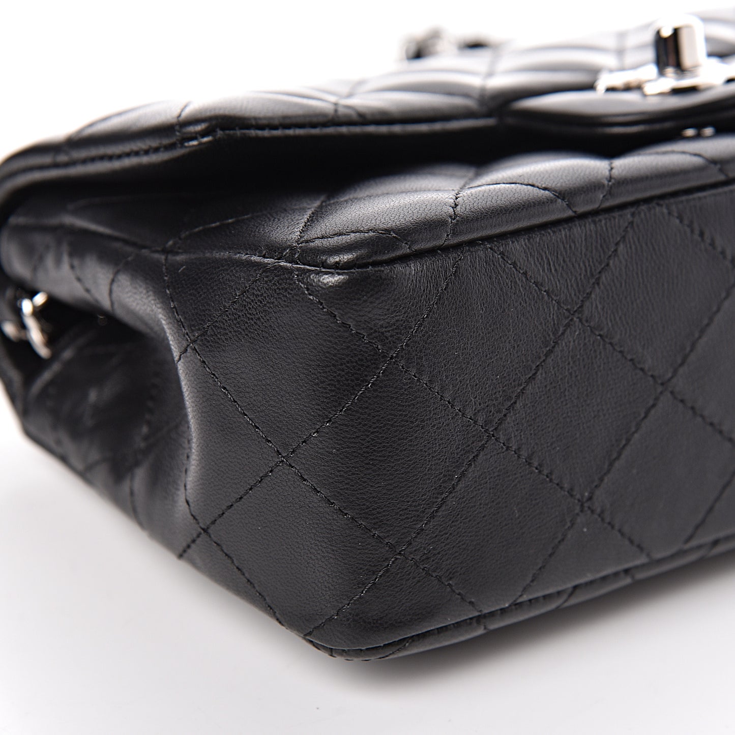 Lambskin Quilted Mini Rectangular Flap Black