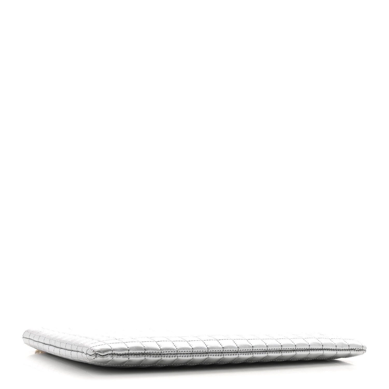 Celine Laminated Calfskin Quilted C Charm Pouch Silver 4 of 6