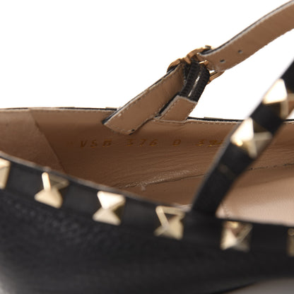 Valentino Garavani Pebbled Calfskin Rockstud Cage Ballerina Flats 39.5 Black 11 of 12