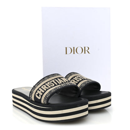 Christian Dior Canvas Embroidered D-Way Platform Sandals 39.5 Deep Blue 10 of 10