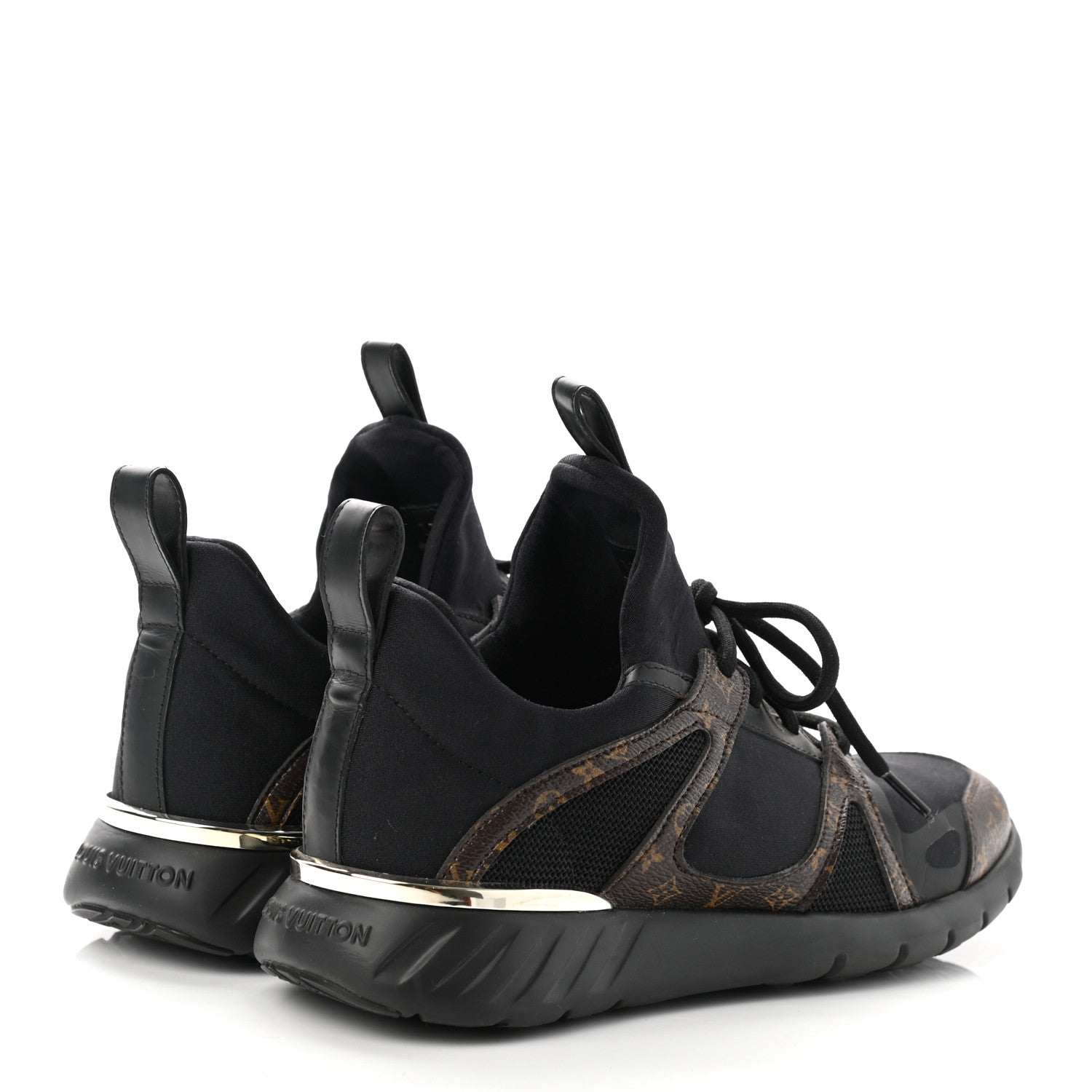 Louis Vuitton Technical Nylon Monogram Rubber Aftergame Sneakers 37 Black 4 of 8