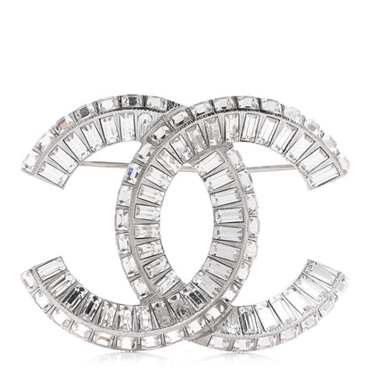 Chanel Baguette Crystal CC Brooch Silver 1 of 5
