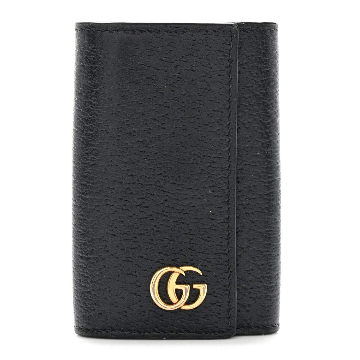 Gucci Calfskin Boar Effect GG Marmont 6 Key Holder Black 1 of 8