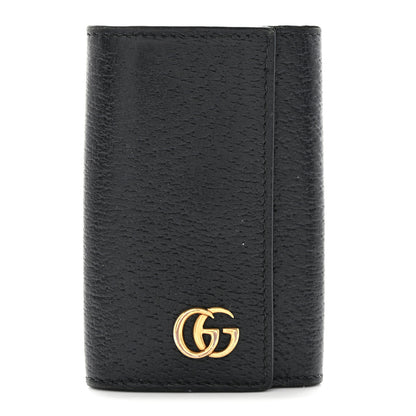 Gucci Calfskin Boar Effect GG Marmont 6 Key Holder Black 1 of 8