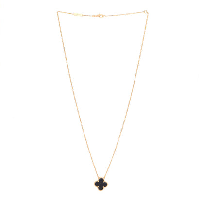 Van Cleef & Arpels 18K Yellow Gold Black Onyx Vintage Alhambra Pendant Necklace 3 of 6