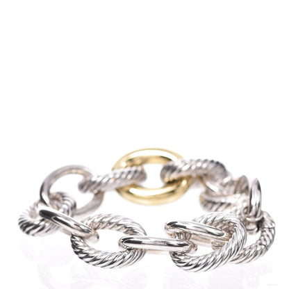 David Yurman Sterling Silver 18K Yellow Gold 19mm Extra Large Oval Link Bracelet 8 of 9