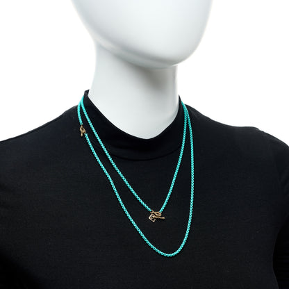 David Yurman Stainless Steel 14K Yellow Gold Acrylic Bel Aire Chain Necklace Turquoise 2 of 4