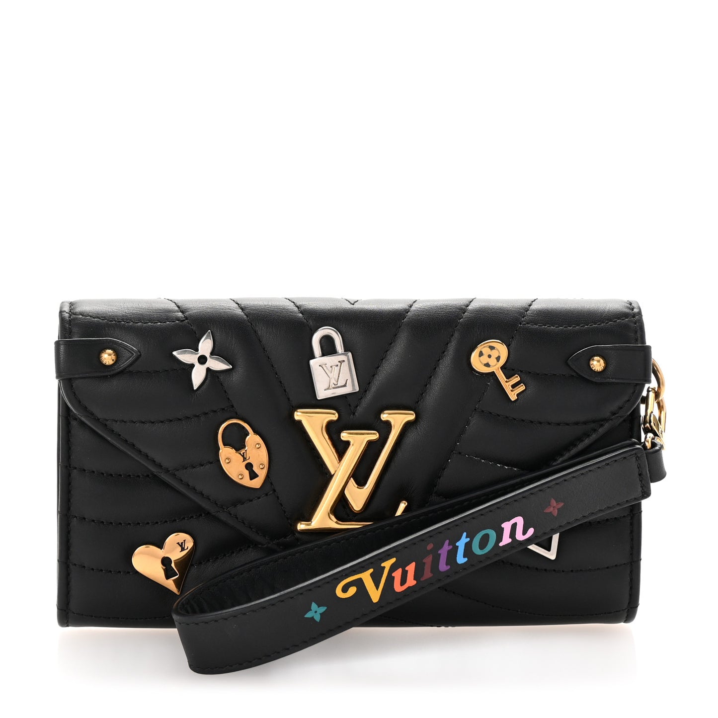 Calfskin New Wave Long Wallet Black