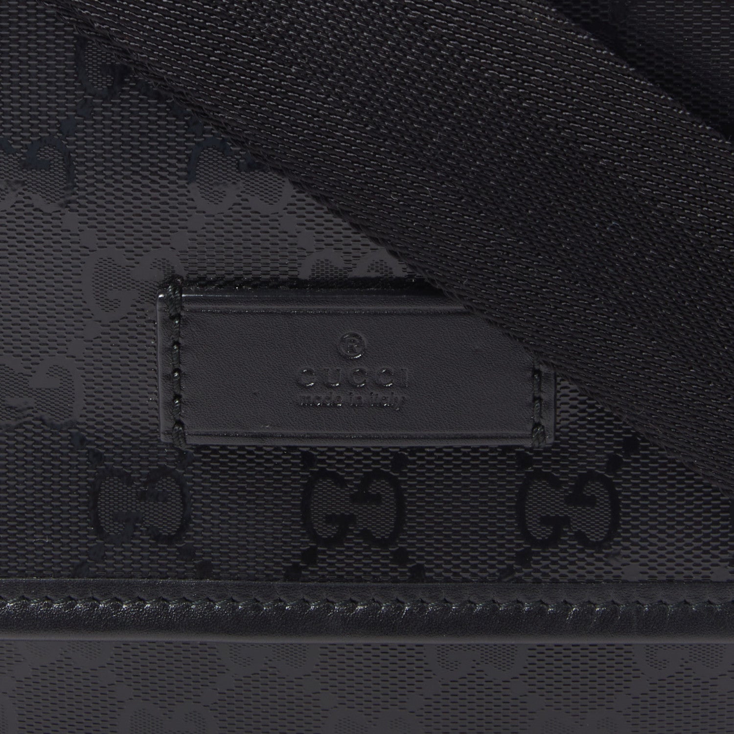 Gucci Imprime Monogram Large Double Buckle Flap Messenger Bag Black 7 of 8