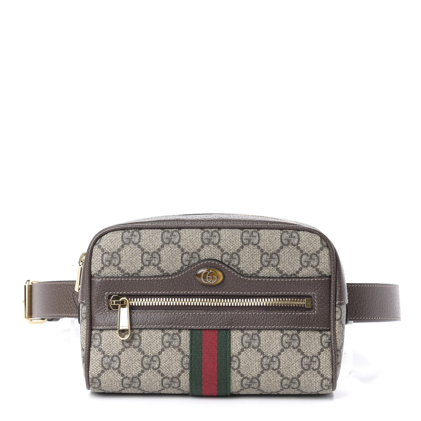 GG Supreme Monogram Web Small Ophidia Belt Bag 95 38 Dark Brown