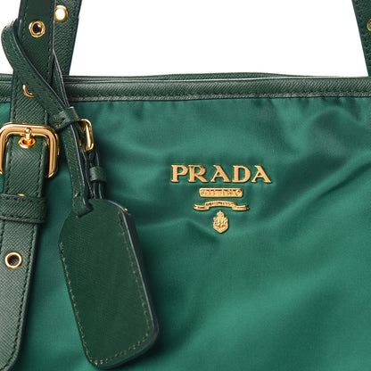 Prada Tessuto Nylon Saffiano Tote Oleandro 14 of 17