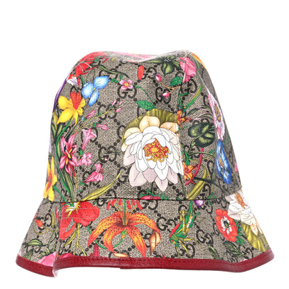 Gucci GG Supreme Monogram Flora Fedora Hat M Red 5 of 10