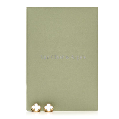 Van Cleef & Arpels 18K Yellow Gold Mother of Pearl Vintage Alhambra Earrings 5 of 5