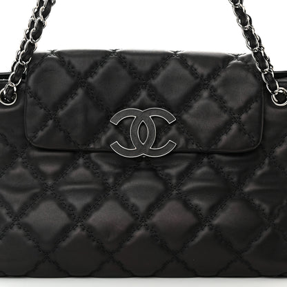 Chanel Calfskin Double Stitch Large Hamptons Flap Bag Black 8 of 19