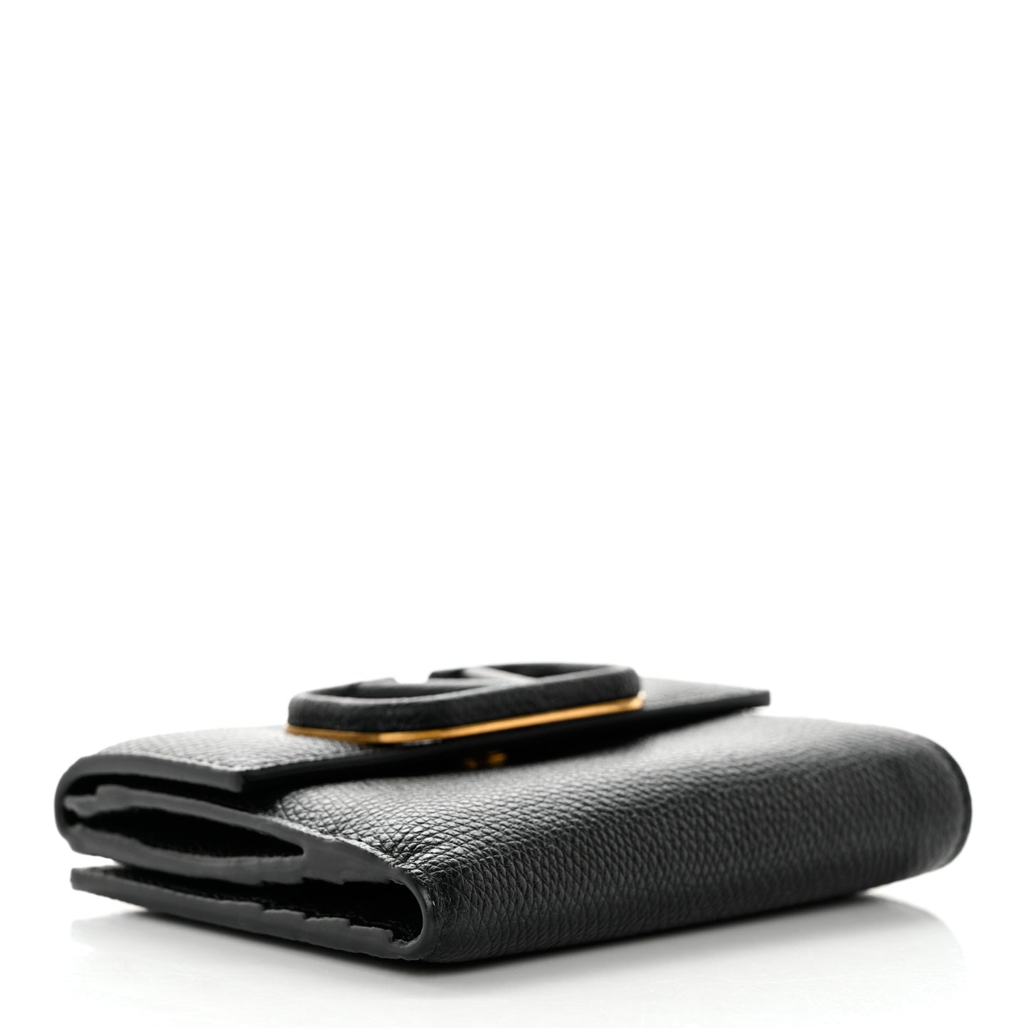 Grainy Calfskin VSling Compact Wallet Black
