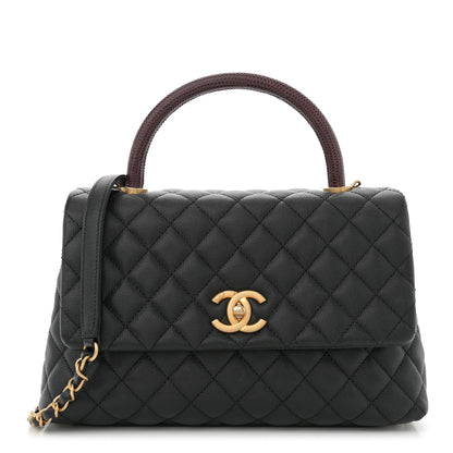 Chanel Caviar Lizard Embossed Quilted Small Coco Handle Flap Black 1 of 10