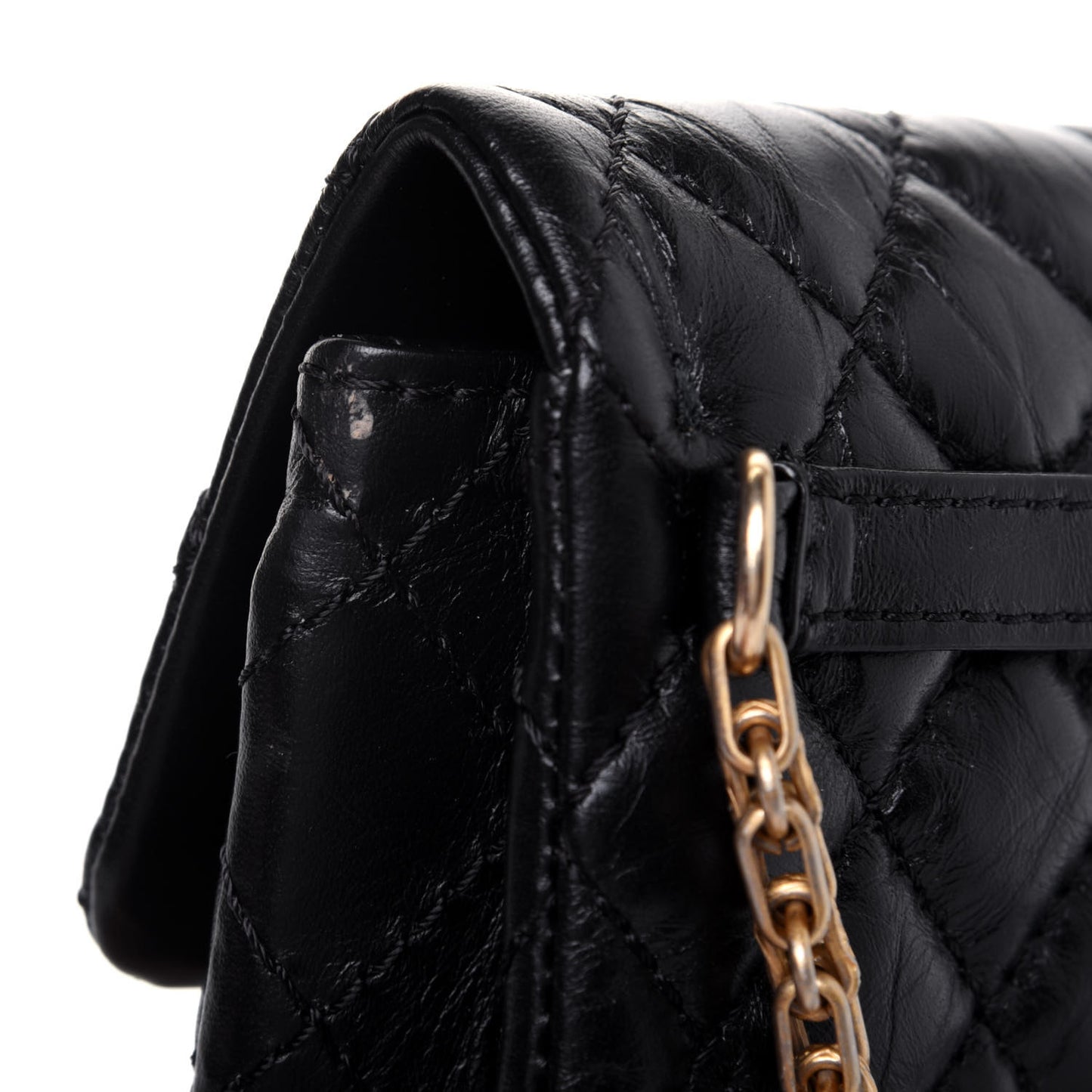 Aged Calfskin Quilted 2.55 Reissue Flap Belt Bag Clutch Black