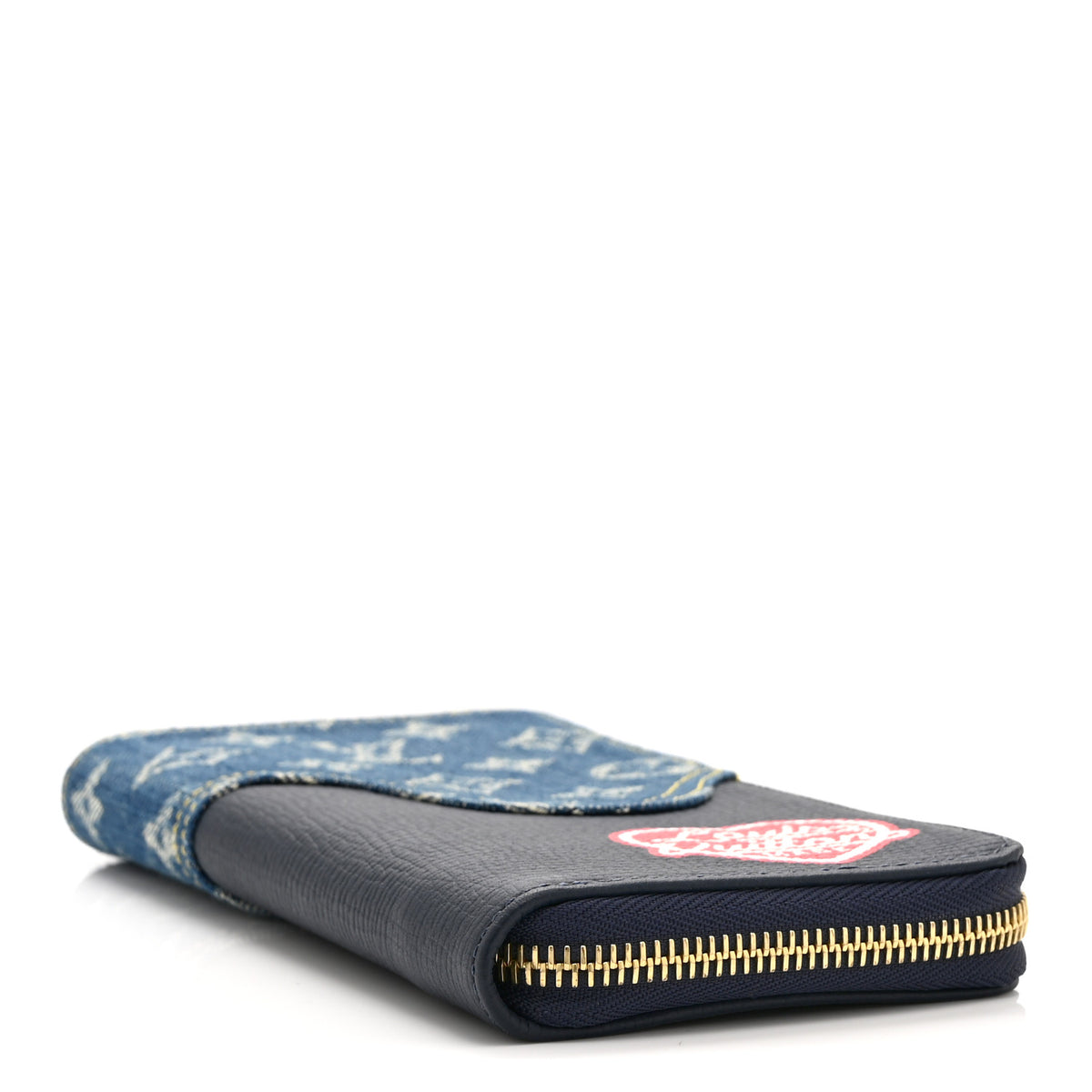 Louis Vuitton X NIGO Taurillon Monogram Denim Drip Zippy Vertical Wallet Blue 4 of 11