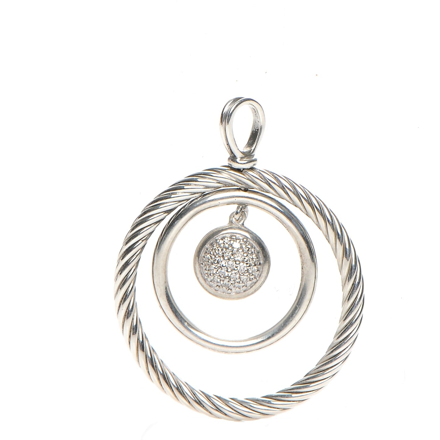 Sterling Silver Diamond Mobile Circle Pendant