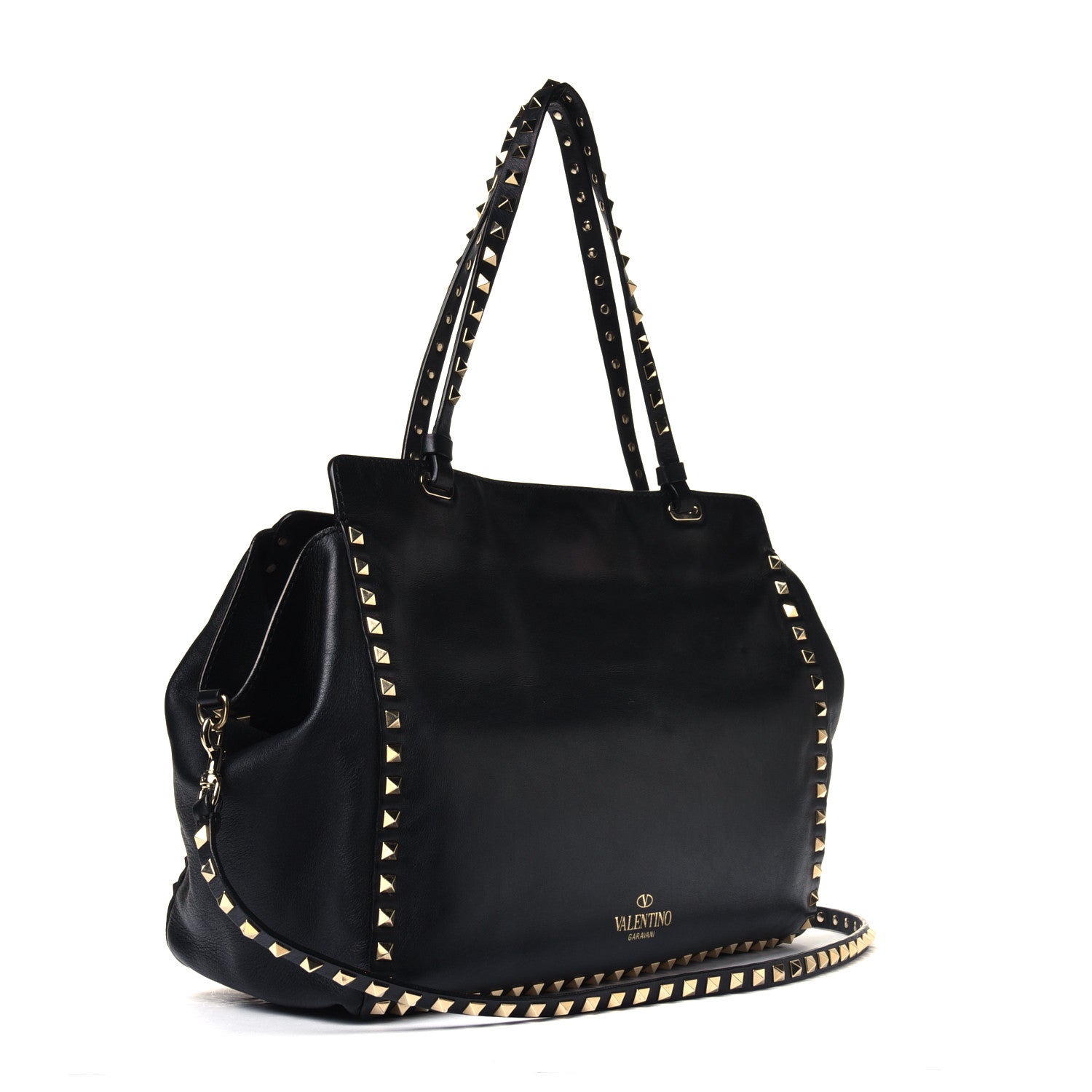 Valentino Garavani Vitello Medium Rockstud Tote Black 2 of 6