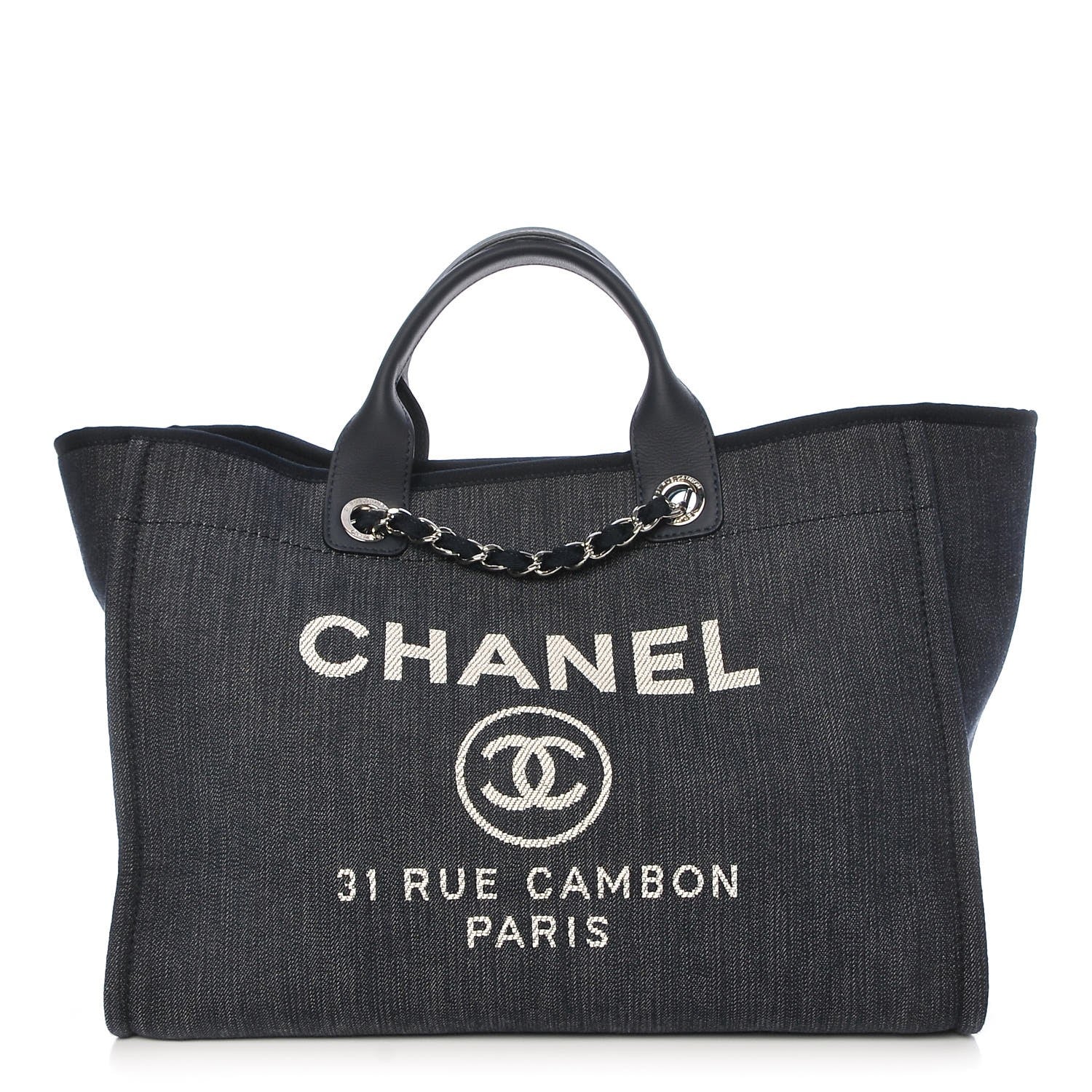 Chanel Denim Large Deauville Tote Dark Blue 1 of 7