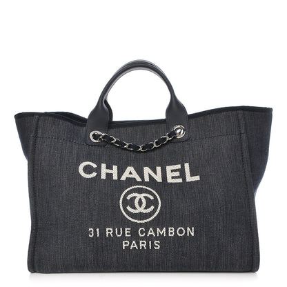 Chanel Denim Large Deauville Tote Dark Blue 1 of 7