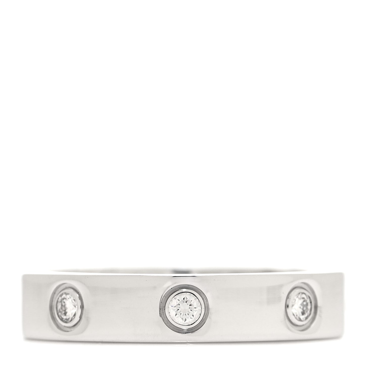 18K White Gold 8 Diamond 4mm LOVE Wedding Band Ring 53 6.25