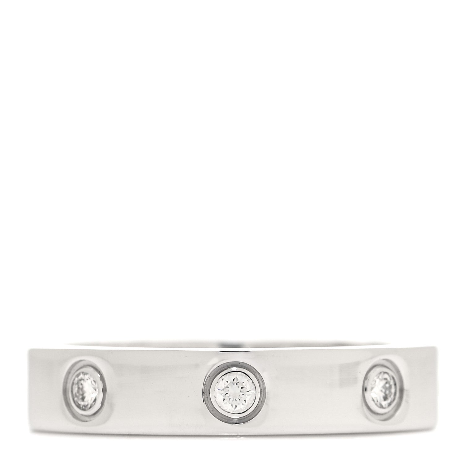 Cartier 18K White Gold 8 Diamond 4mm LOVE Wedding Band Ring 53 6.25 1 of 5
