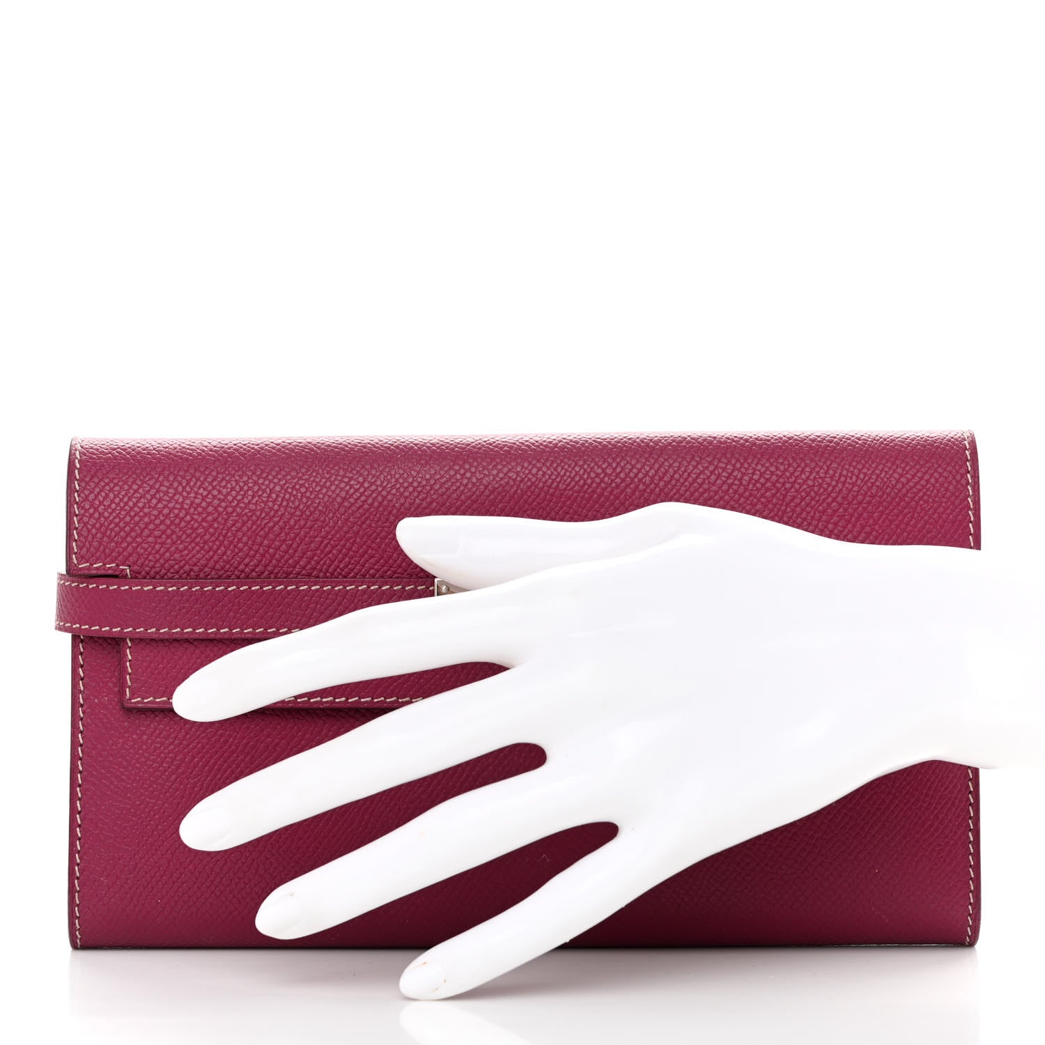 Hermes Epsom Candy Kelly Longue Wallet Tosca Rose Tyrien 2 of 17