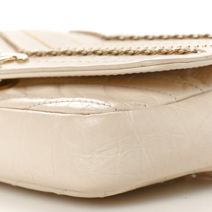Chanel Crumpled Calfskin Chevron Chain Mini Square Ivory 10 of 13