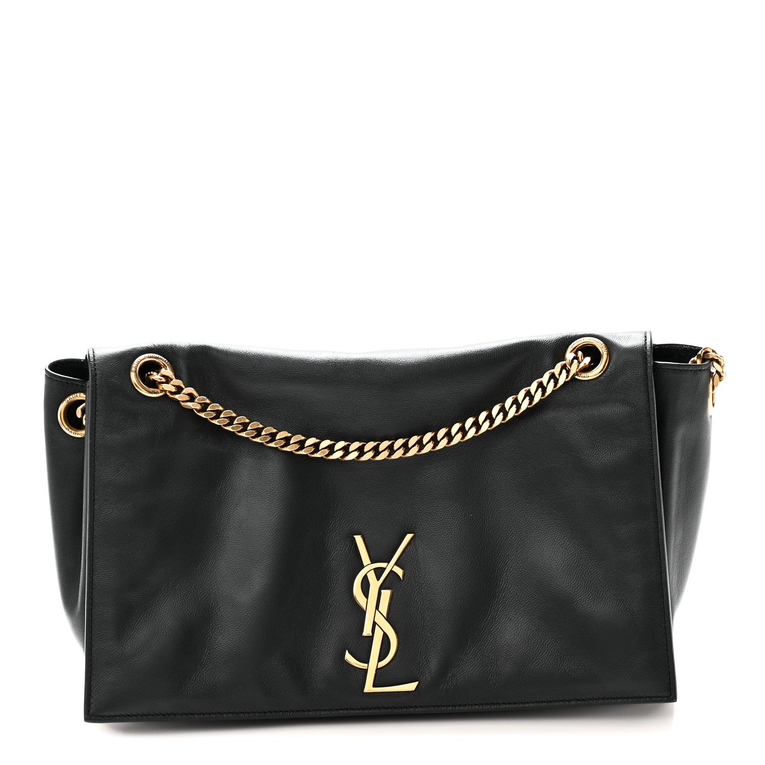 Saint Laurent Smooth Calfskin Suede Medium Reversible Monogram Kate Satchel Black 3 of 17